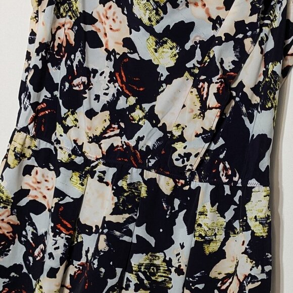 GAP Black, Pink, Yellow Short Sheath Dress; Elastic Pleated Waist; Size 10 - Picture 2 of 7